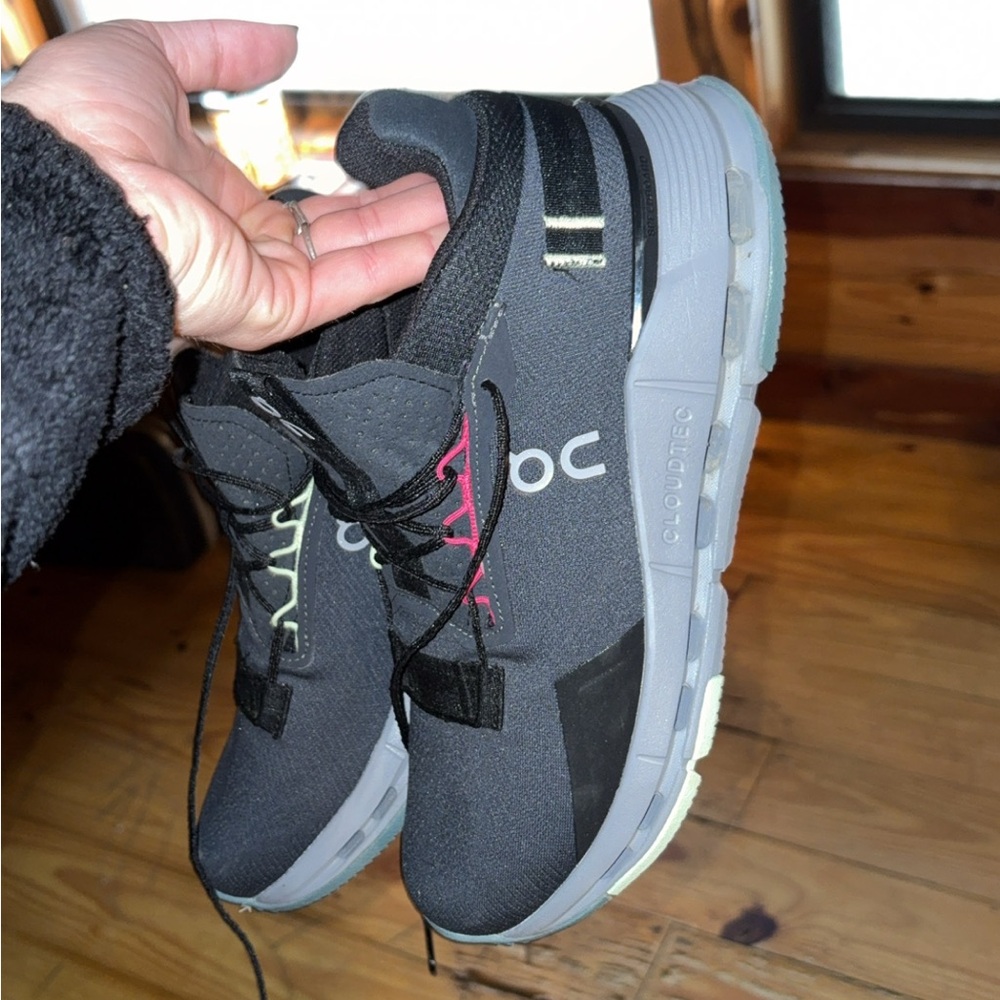 On Running Gray and Black Sneakers